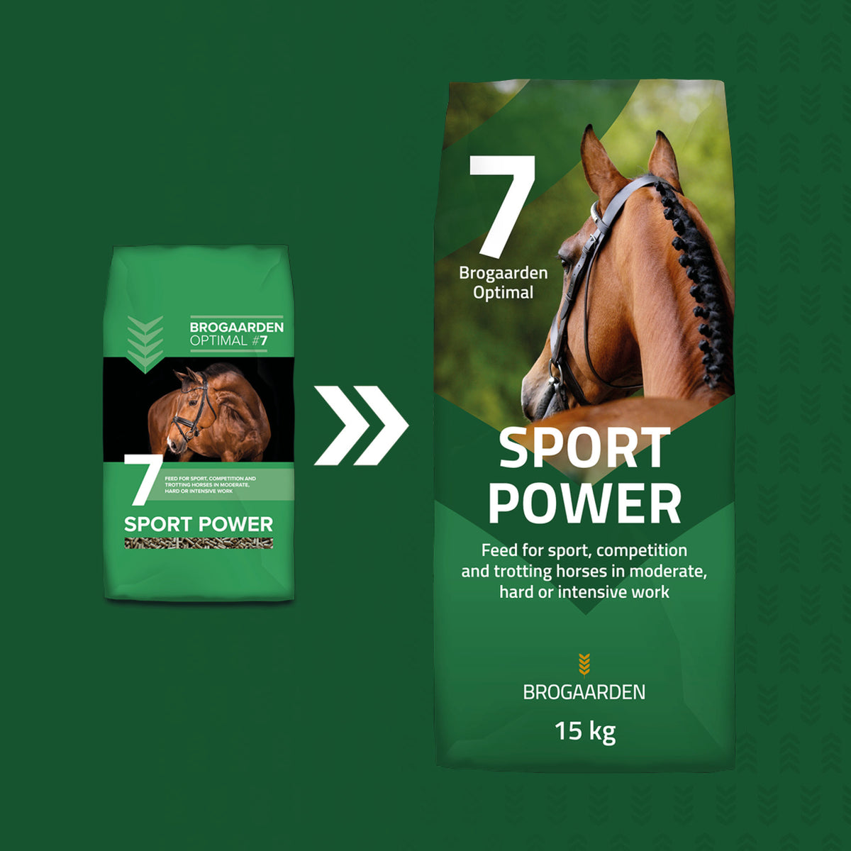 Optimal 7 Sport Power hestefoder i 15 kg sæk fra Brogaarden