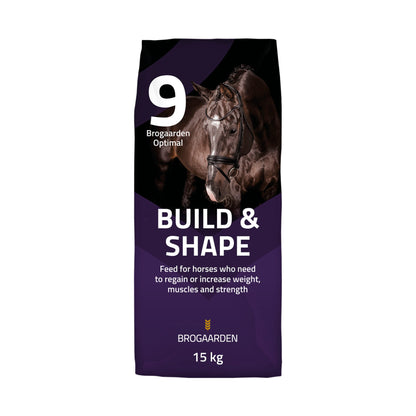 Optimal 9 Build & Shape hestefoder i 15 kg sæk fra Brogaarden