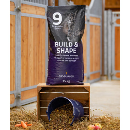 Optimal 9 Build & Shape hestefoder i 15 kg sæk fra Brogaarden