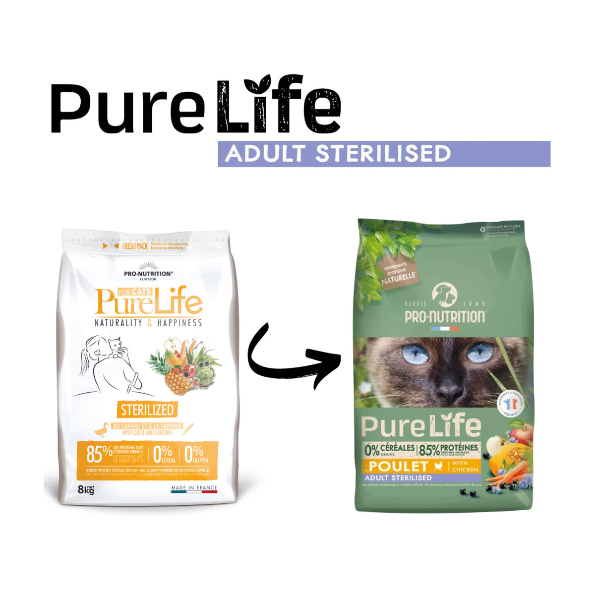 Purelife Cat Sterilized i 8 kg pose til katte