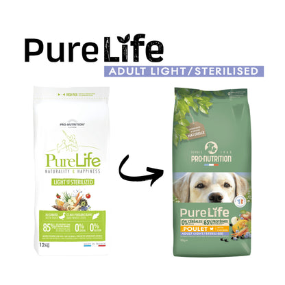 PureLife Light / Sterilised Kornfrit i 12 kg sæk til hunde