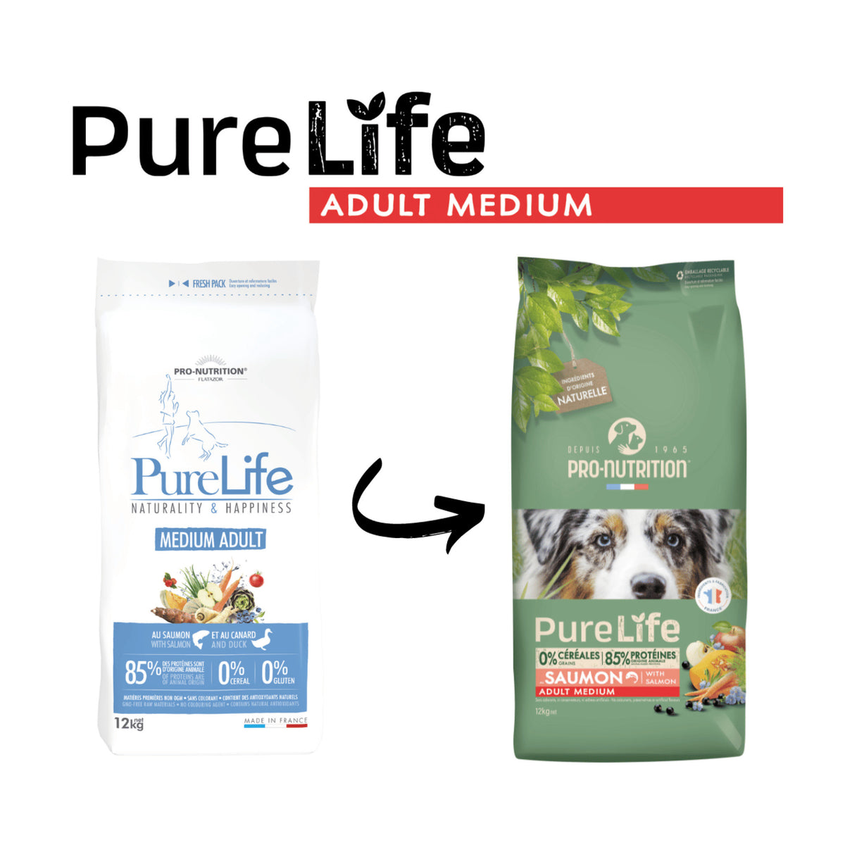 PureLife Adult Medium Kornfrit i 12 kg sæk til hunde