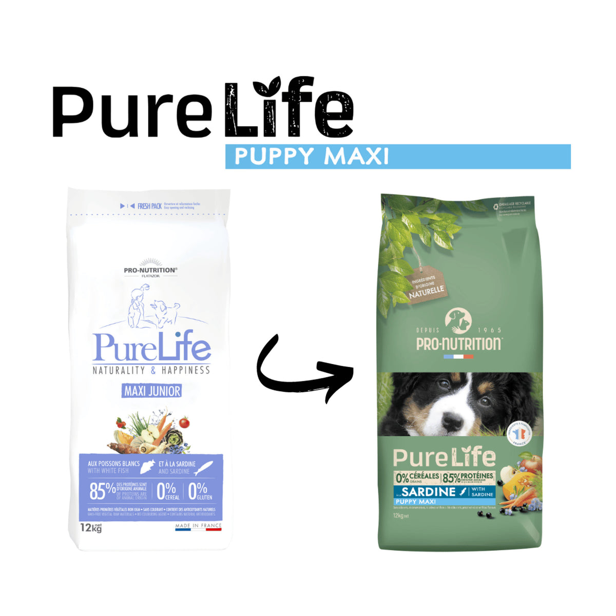 PureLife Puppy / Junior Maxi Kornfrit i 12 kg sæk til hunde