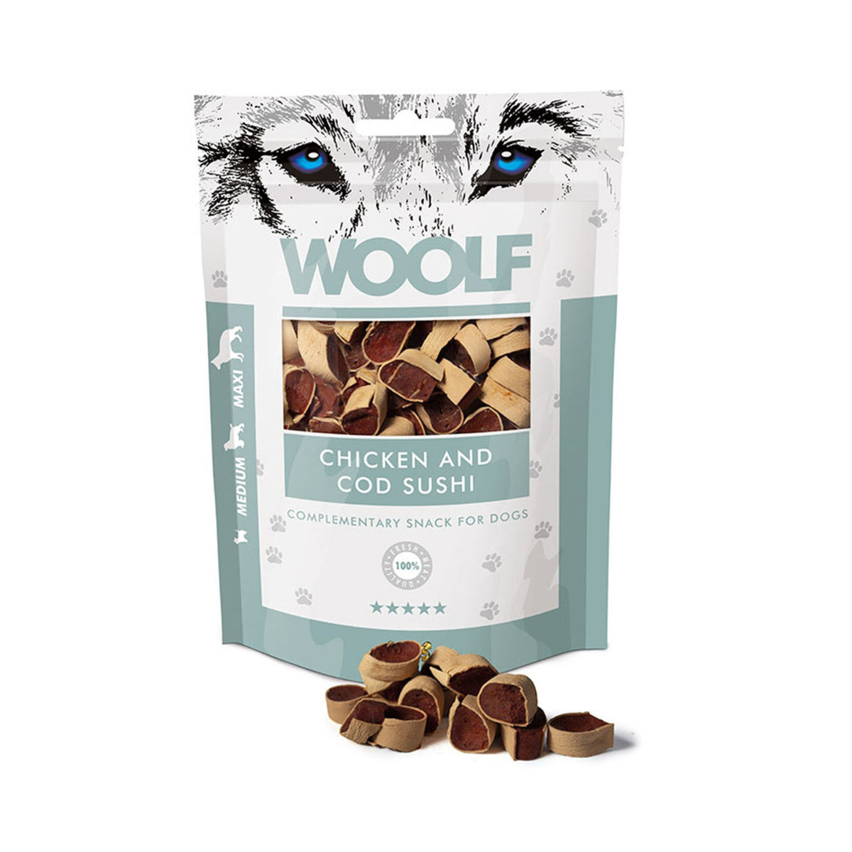 WOOLF Chicken & Cod Sushi i 100 g pose til hunde