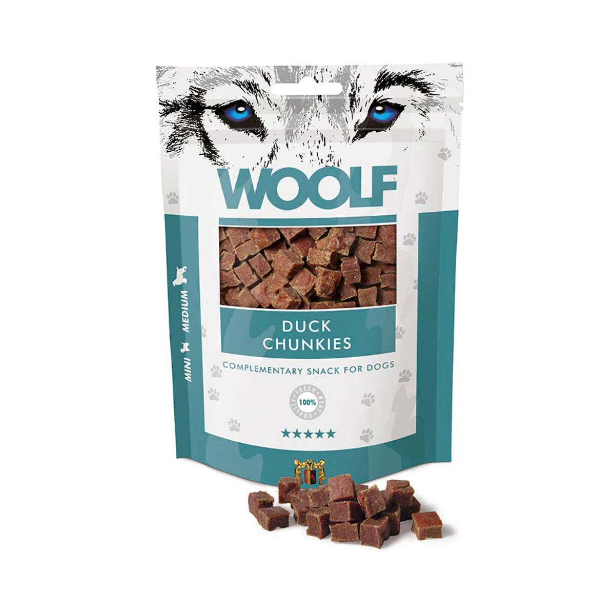 WOOLF Duck Chunkies i 100 g pose til hunde