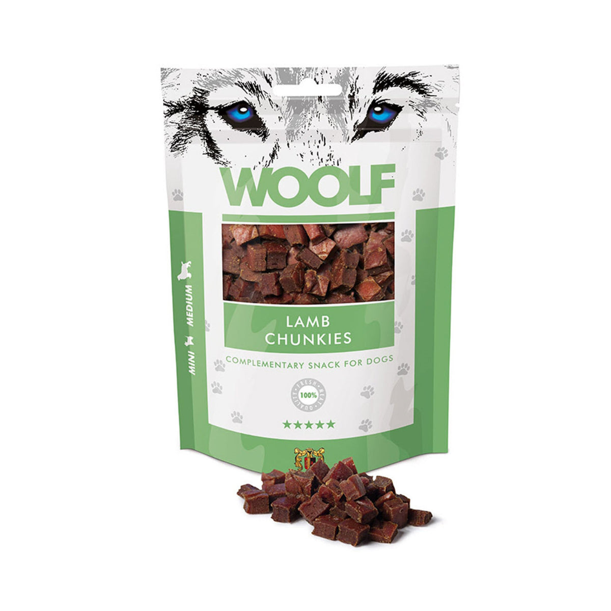 WOOLF Lamb Chunkies i 100 g pose til hunde