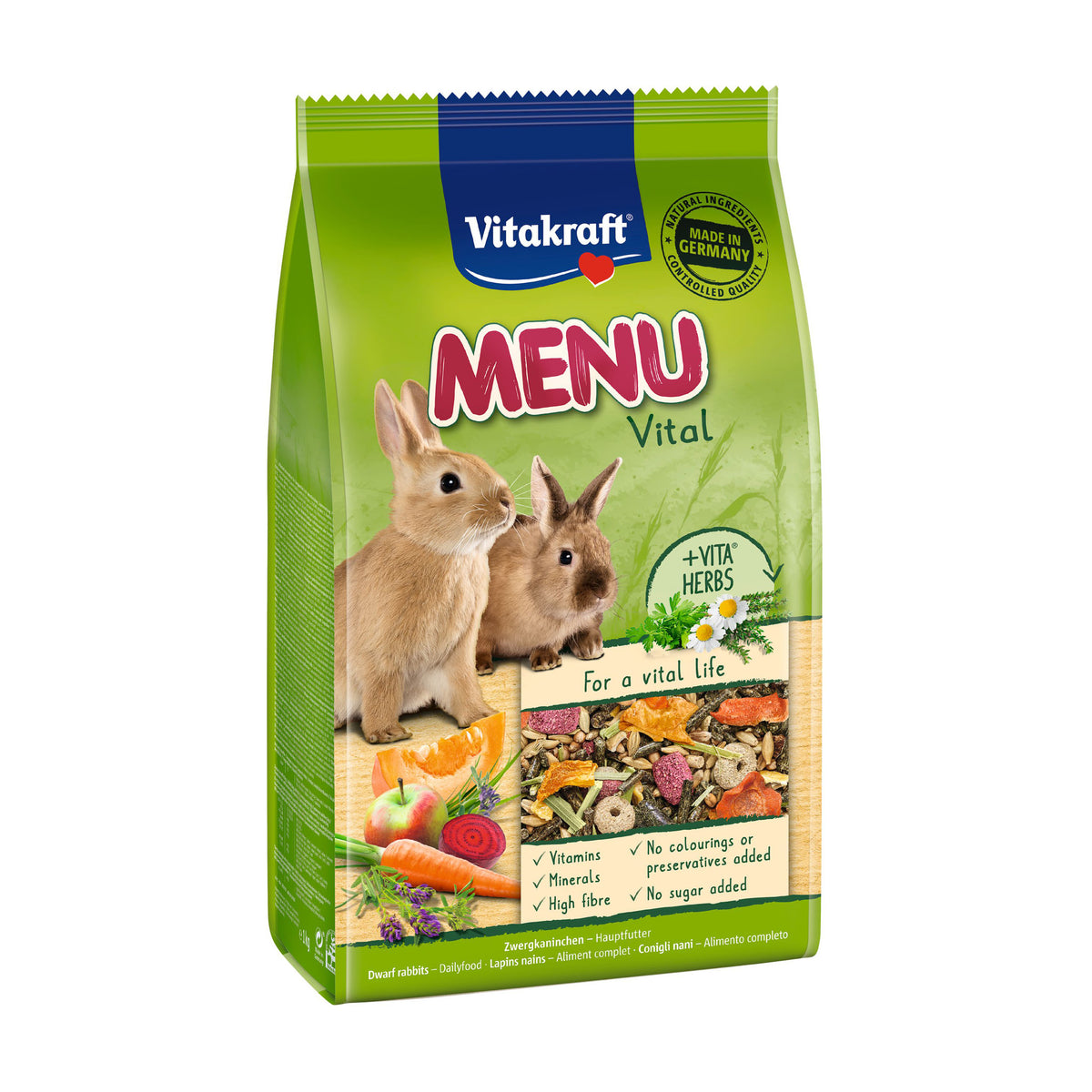Vitakraft Menu Vital Dværgkaninfoder i 3 kg pose til kaniner og gnavere