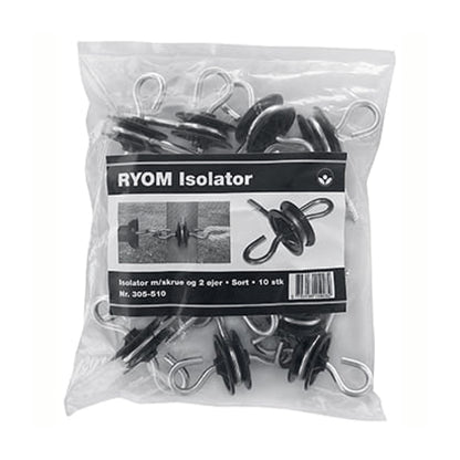 Isolator med skrue og 2 øjer i 10 stk pakning til heste fra Ryom – billede 2