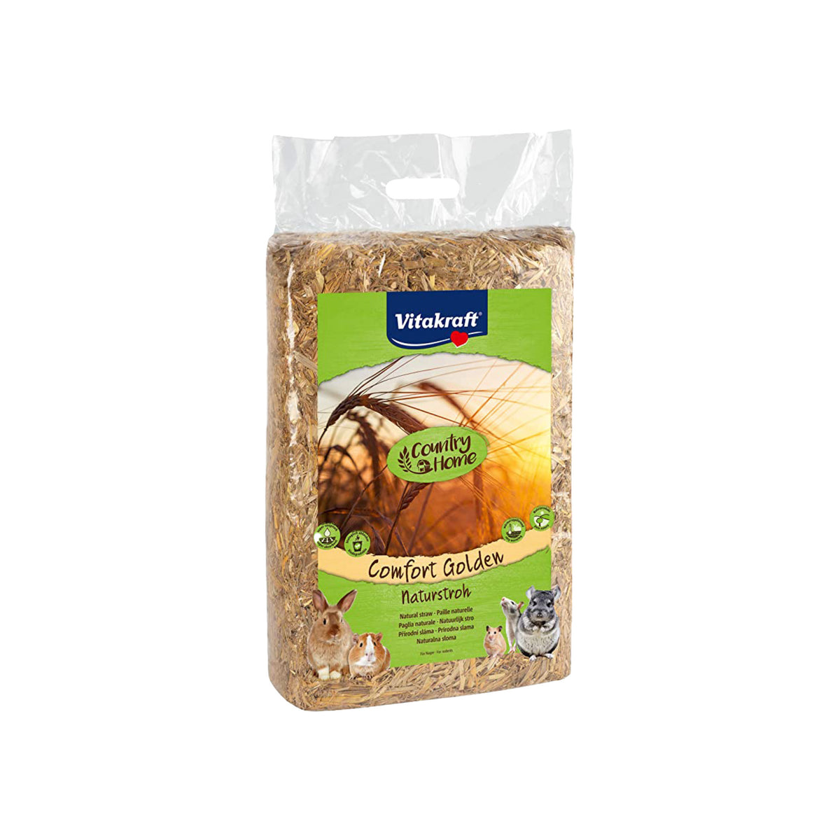 Halm presset i 1 kg pakke som strøelse til kaniner fra Vitakraft