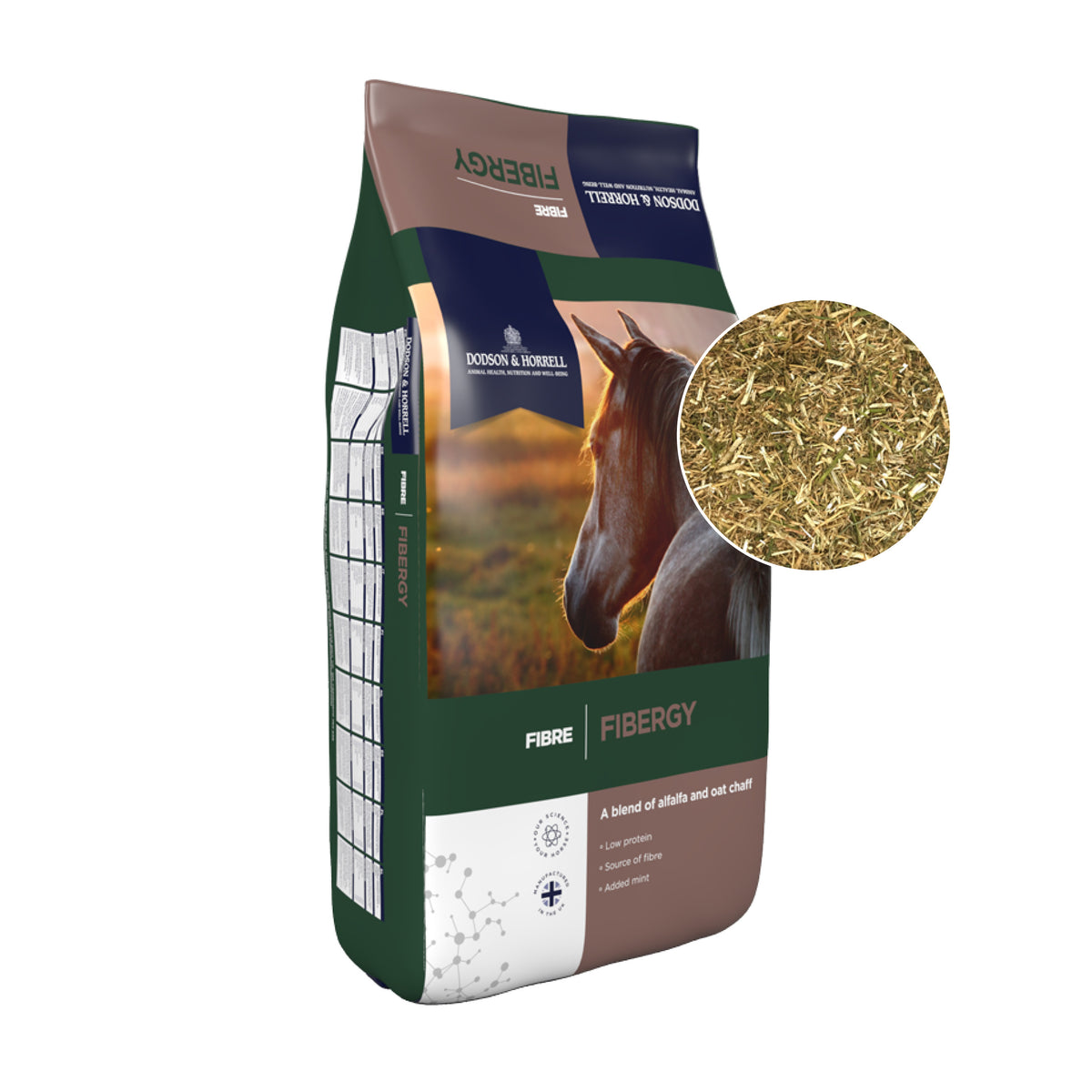 D&H Fibergy Fiberblanding hestefoder i 18 kg sæk fra Dodson & Horrell