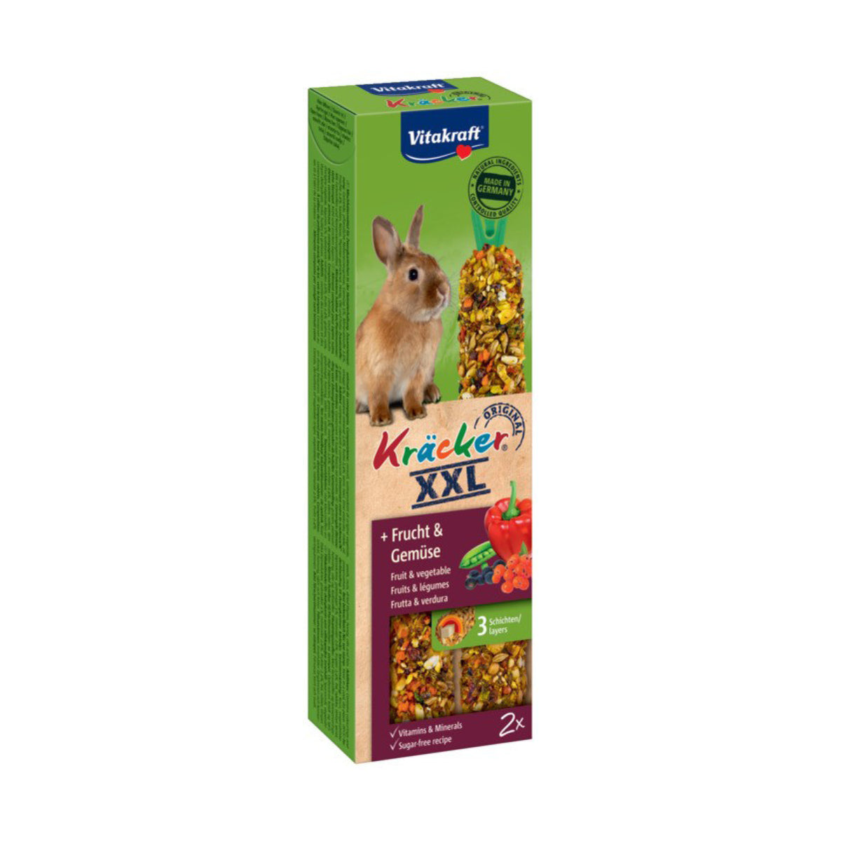 Kräcker XXL Kaninsnack Frugt & Grøntsager i 2 stk pakning til kaniner og gnavere fra Vitakraft