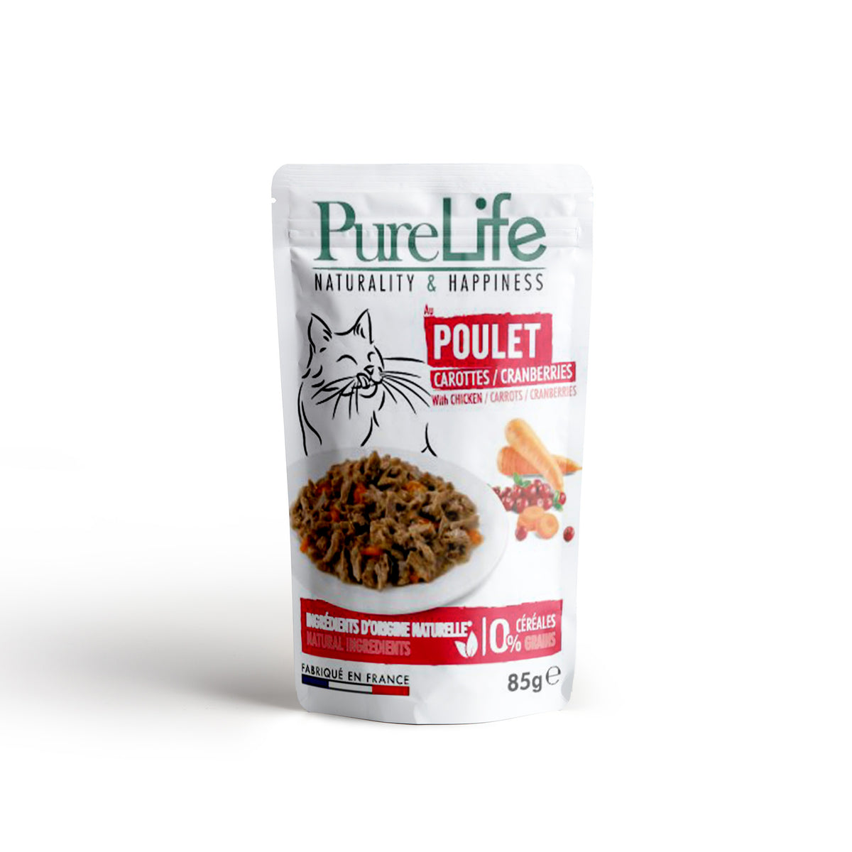 PureLife Vådfoder til Kat m/Kylling Multipakke i 12 x 85 g pose til katte – billede 2